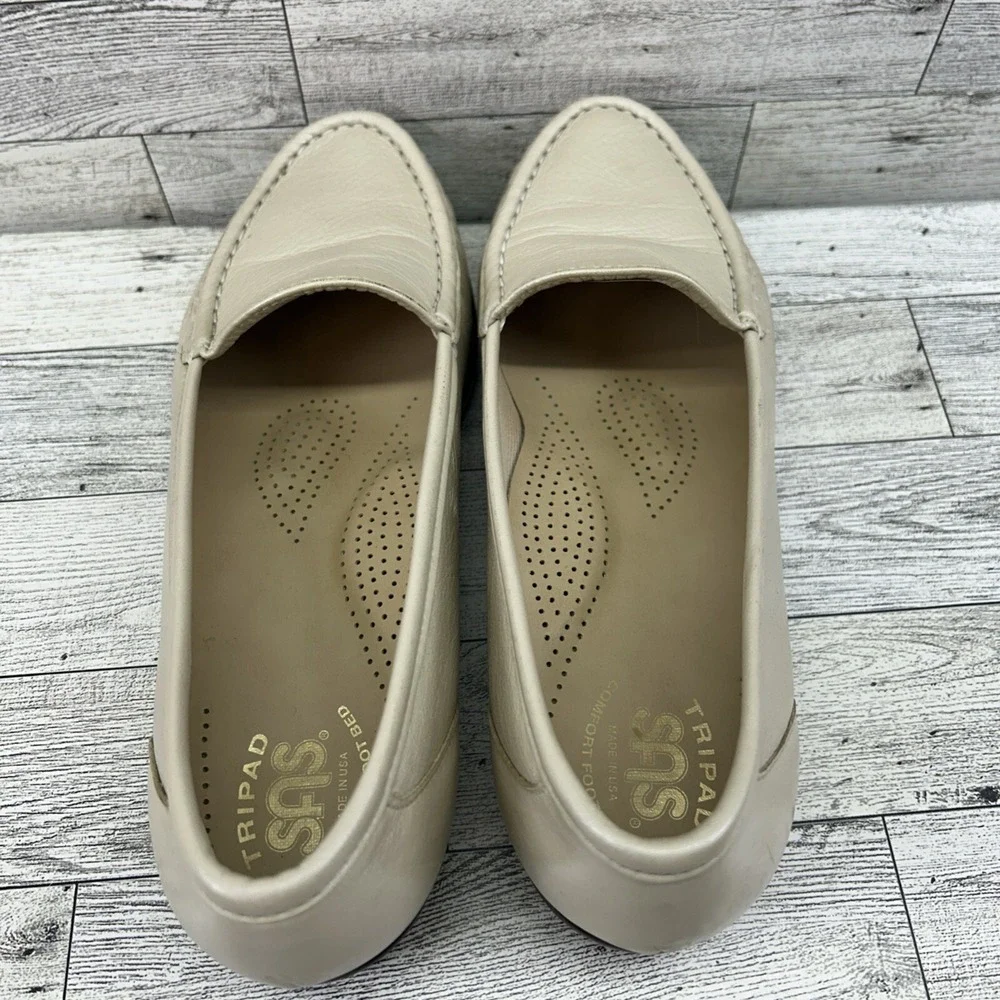 SAS Womens 8N Tripad Comfort Simplify Leather Loafer Slip On‎ Shoes Pearl White
